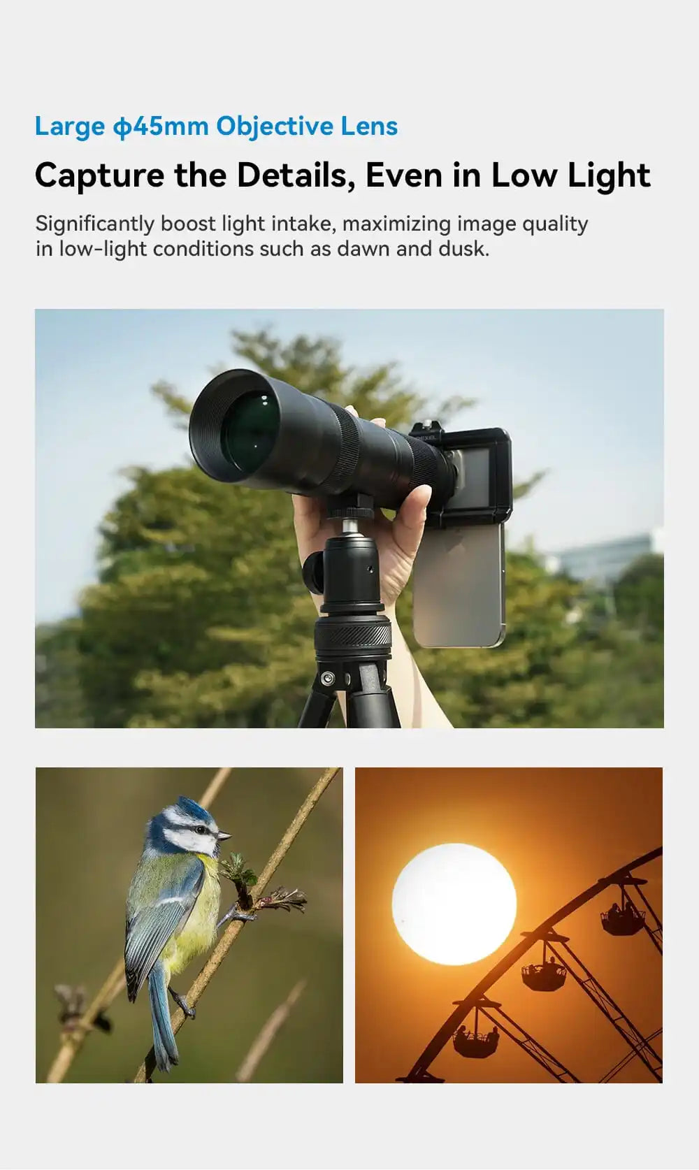 20X to 60X Mobile Phone Telephoto Zoom Lens with Metal Tripod