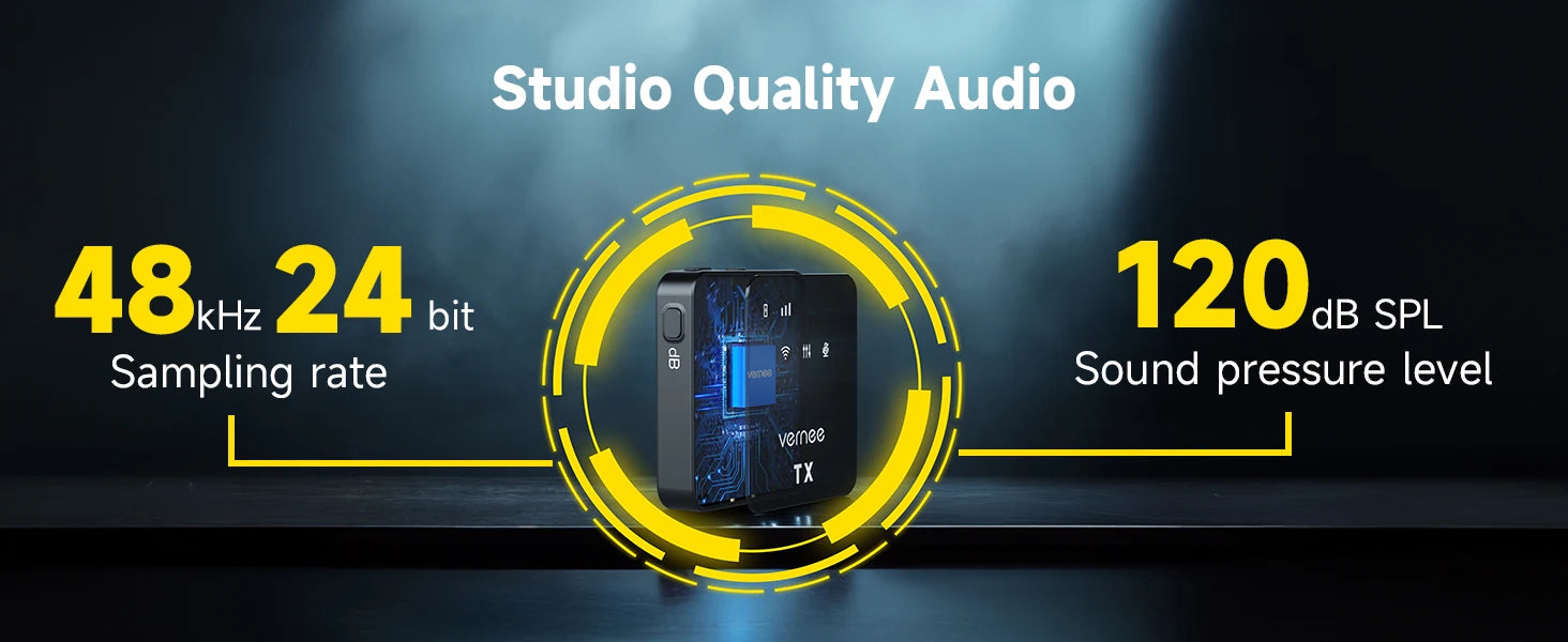 V3 Wireless Microphone Lavalier 180m Range Noise Cancellation Mini Mic for iPhone Camera 20H Battery for Photography Vlog