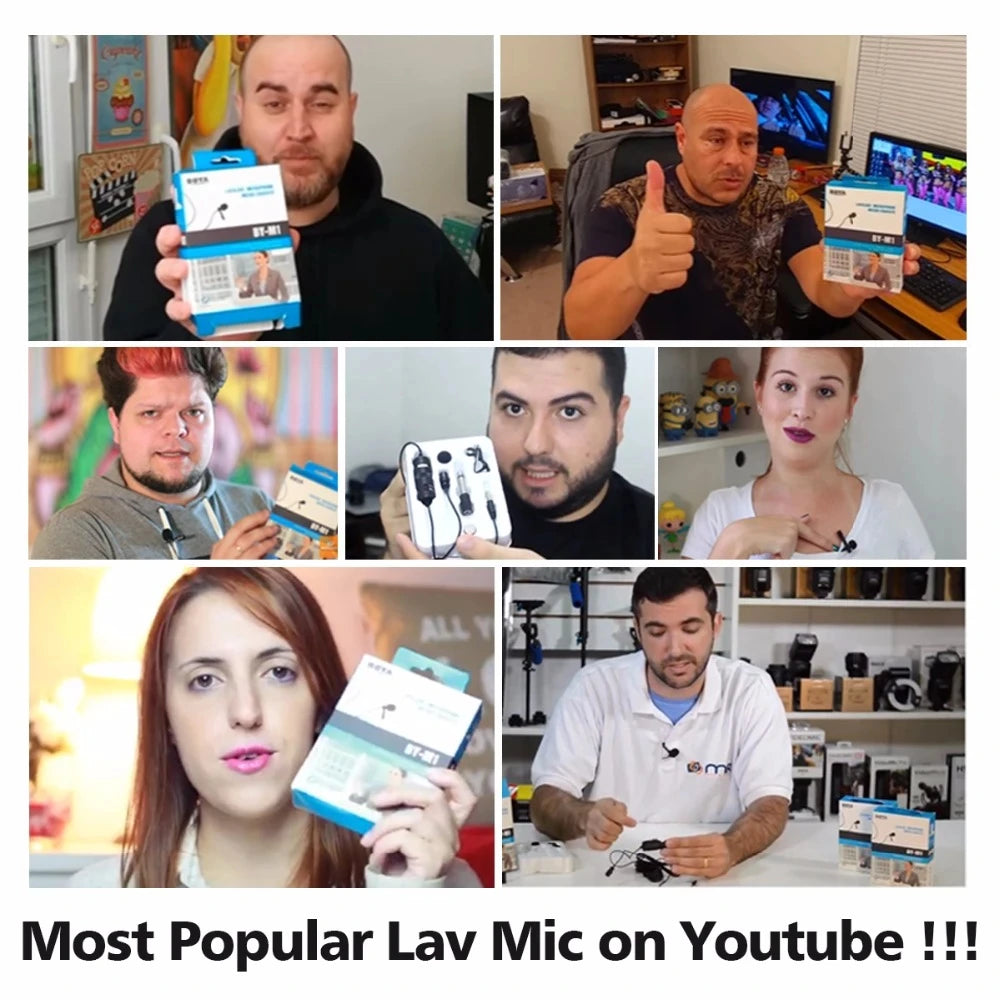 BY-M1 6m Professional Condenser Lavalier Lapel Microphone for PC Computer Laptop Smartphone iPhone DSLR Youtube Streaming