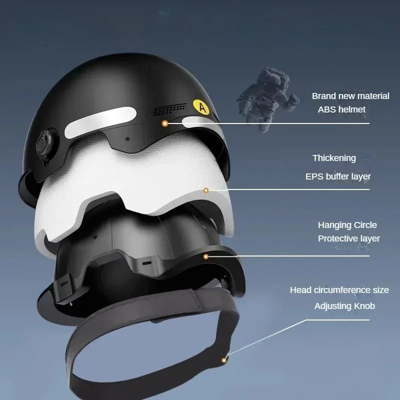 Bicycle Helmet Men's and Women's Adult  Cartoon Bicycle Motorcycle Half Helmet with Goggles