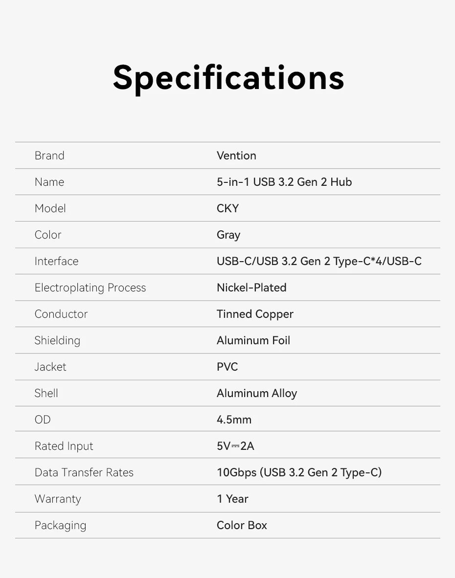 10Gbps USB3.2 Gen2 HUB for PC Laptop MacBook Air/Pro Desktop Portable Multi Port USB C Splitter Hub