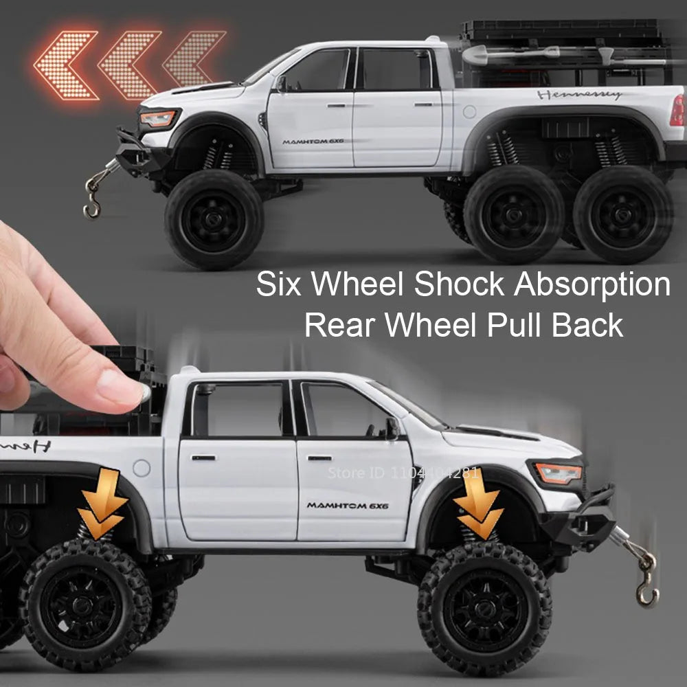 1:24 Mammoth F-150 Raptor Diecast Alloy Model Toy Car Doors Opened Sound Light Pull Back Miniature Vehice Adult Boy Fashion Gift