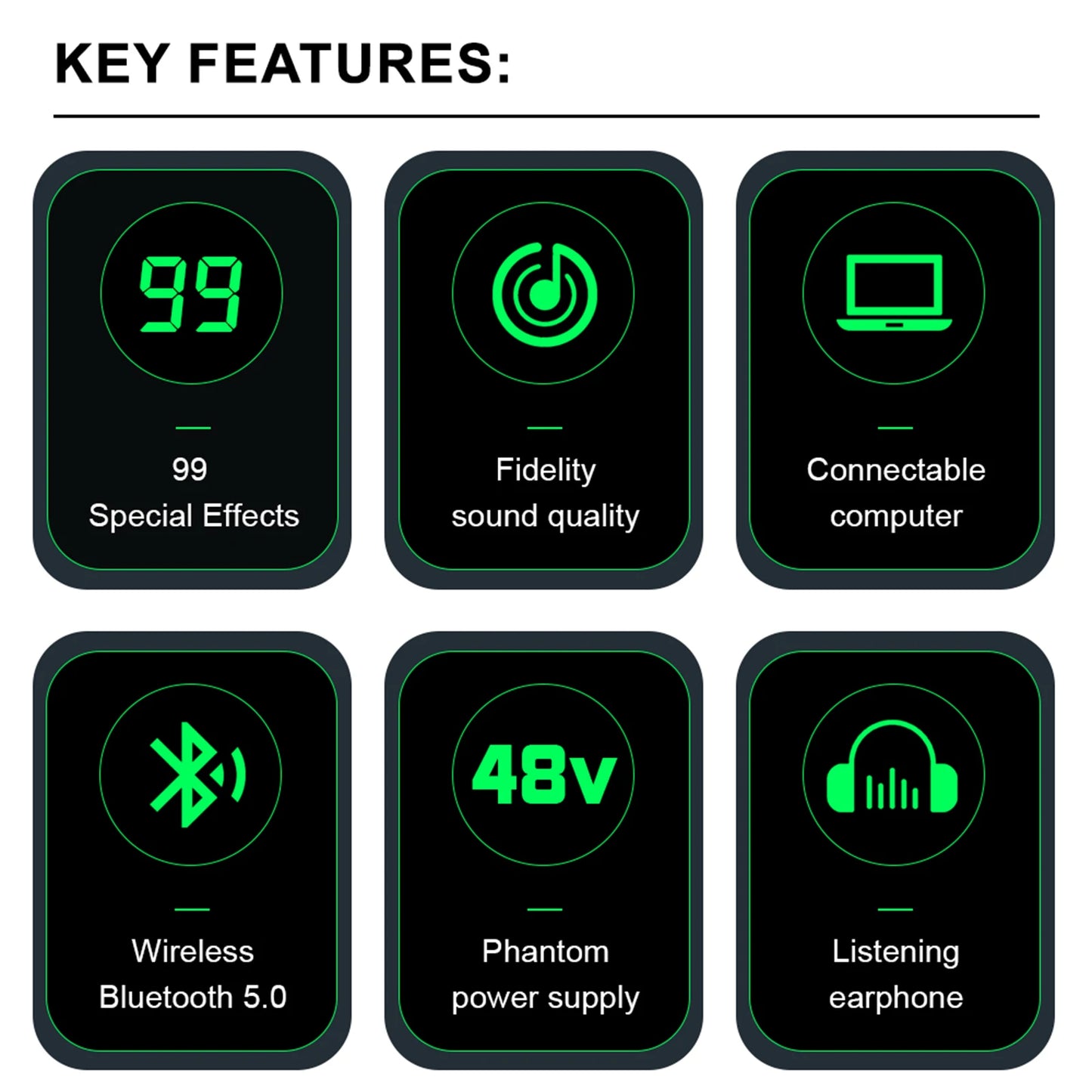 KDES KP6 Audio Mixer 6 Channel 99 DSP Effect Record PC 48V Phantom Power USB Sound Mixers Bluetooth DJ Console Mixing for Karaok