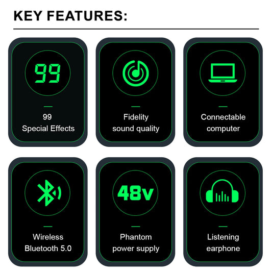 4 Channel Audio Mixer With 99 DSP Effects USB Bluetooth And 48V Phantom Power