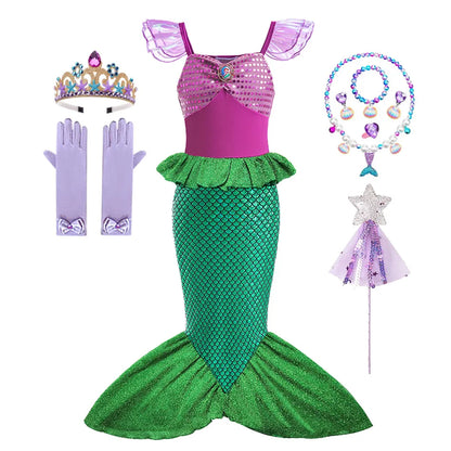 Ariel Little Mermaid Costume Party Dress Halloween Cosplay Princess Ariel Dress Birthday Clothes Disguise