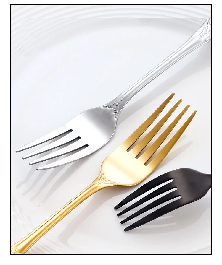 Retro Gold Cutlery Set Luxury Complete Tableware European Style Gift Box Stainless Steel Spoon Fork Steak Knife Set