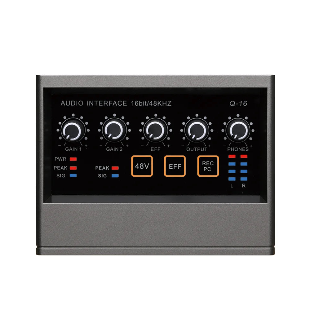 Q16 USB Audio Interface with 48V Phantom Power for Recording and Streaming