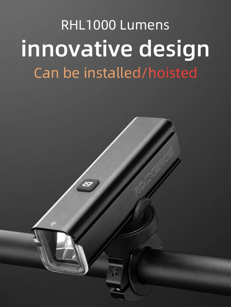 1000LM Bike Light Front Lamp Type-C Rechargeable LED 4500mAh Bicycle Light Waterproof Headlight Bike Accessories