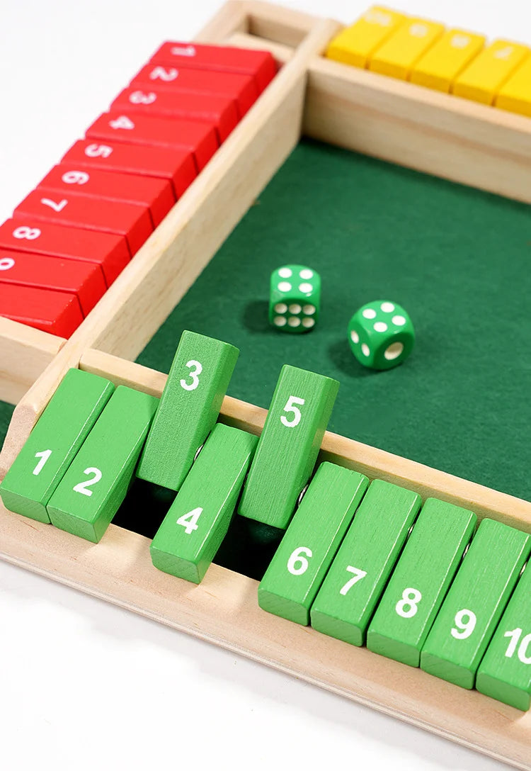 Wooden Four Player Shut the Box Dice Board Game