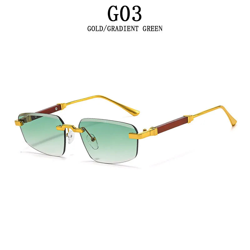 Rimless Wooden Sunglasses With UV400 Protection