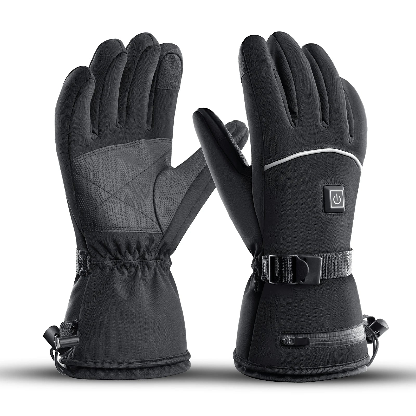 Winter Outdoor Heating Ski Riding Gloves Black Waterproof With Battery Warm Electric Heating Temperature Control Cycling Gloves