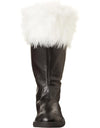 Christmas Santa Claus Boots Cosplay Black Leather Shoes White Plush Cuff Shoes Halloween Christmas Suitable For Men And Women