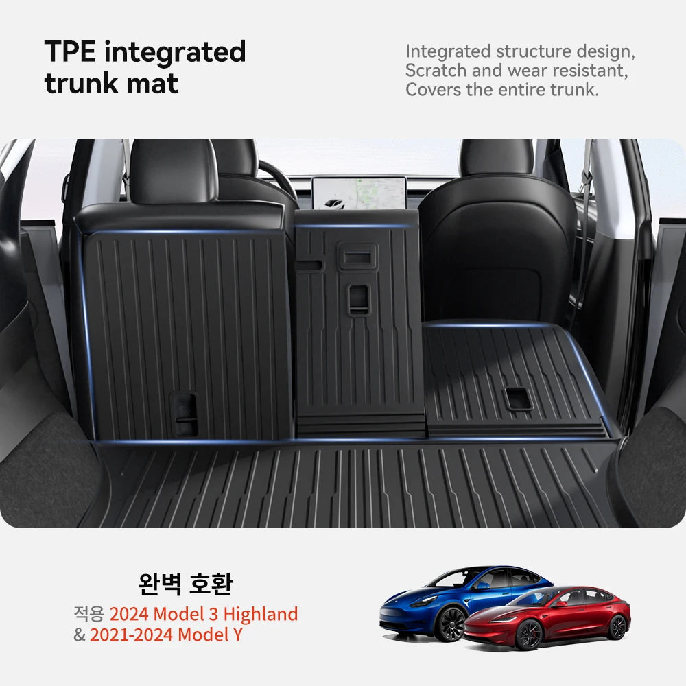 TPE Trunk Mat for Tesla Model 3 and Model Y Highland 2021 2026 Waterproof Cargo Liner