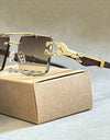 Square Sunglasses For Men New Luxury Vintage Designer Rimless Trendy Fashion Glasses Gafas De Sol Hombre