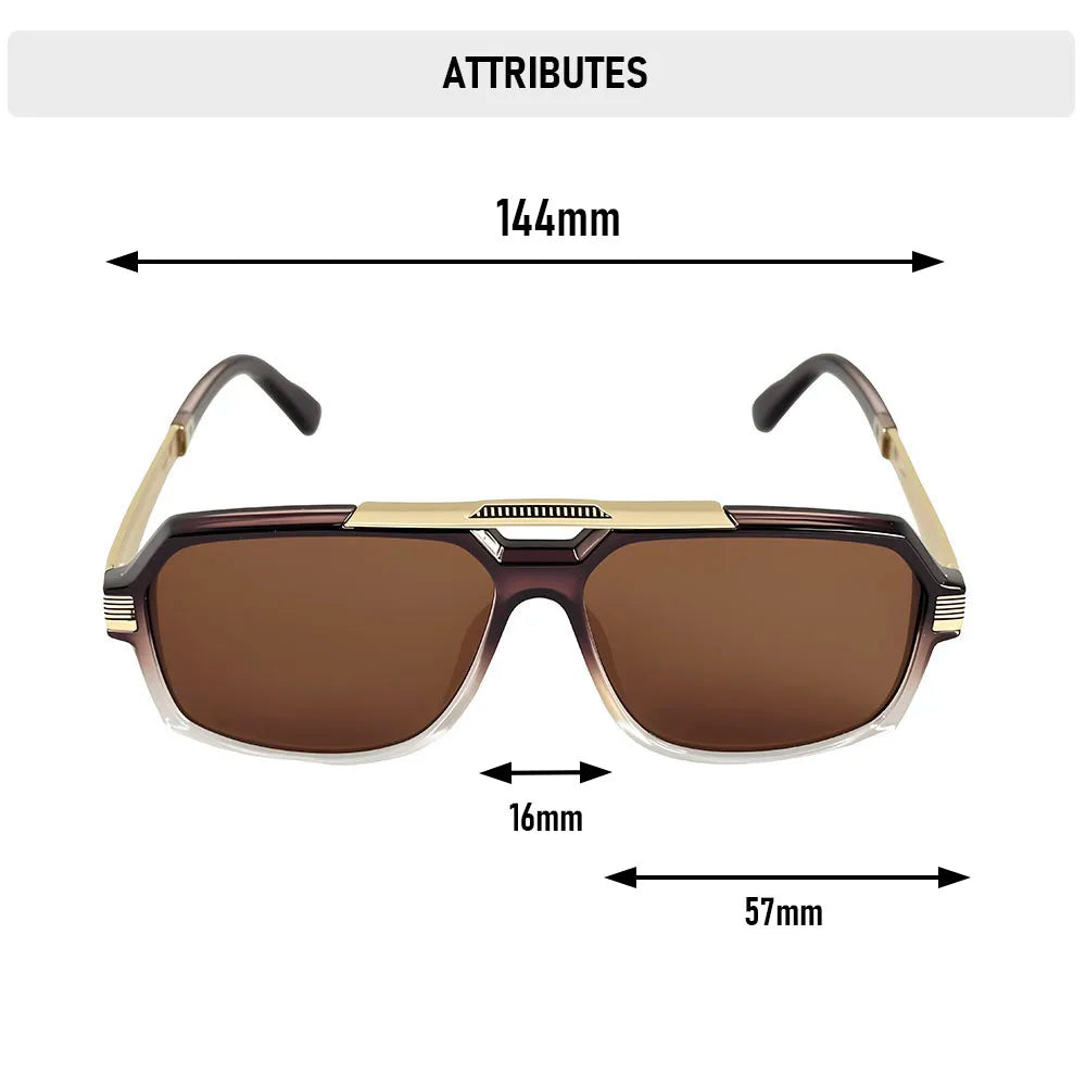 Square Metal Frame Sunglasses With UV400 Protection