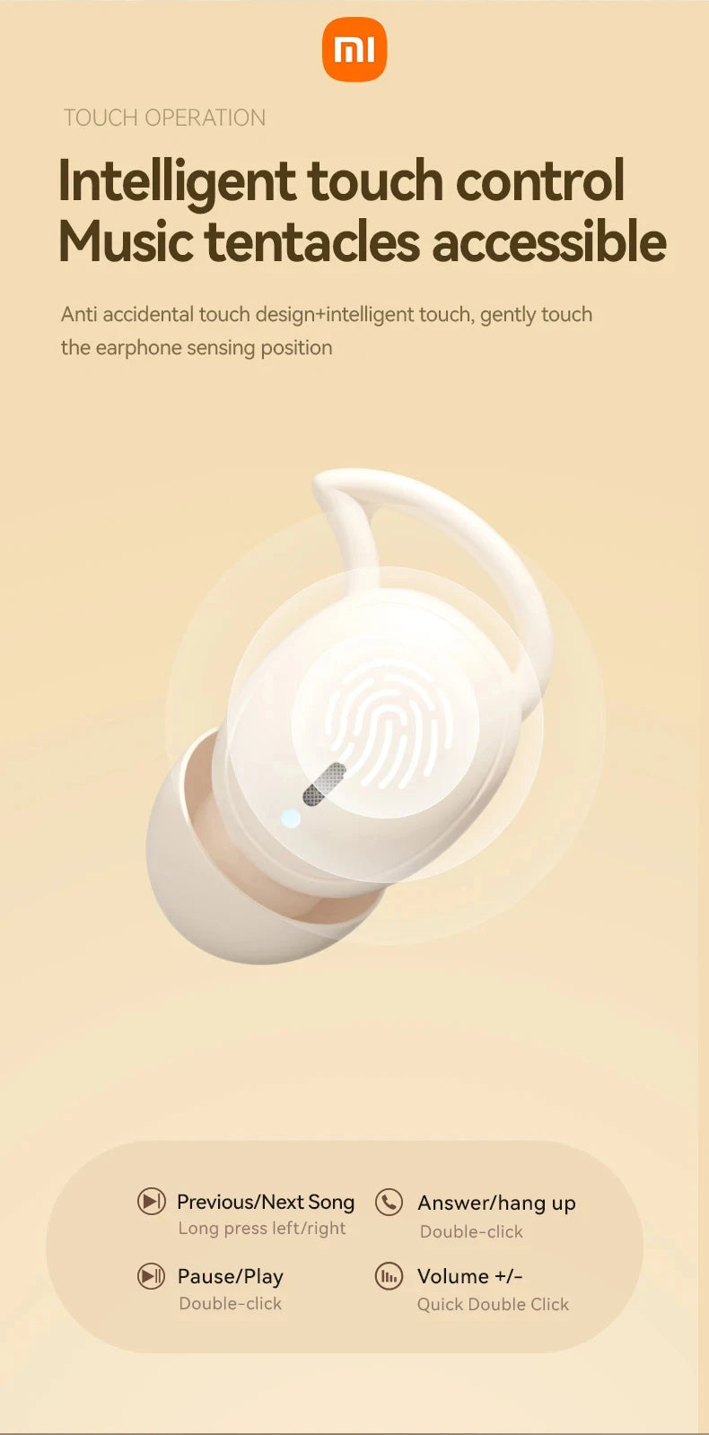 XIAOMI M72 New Wireless Sleeping Earbuds Mini Bluetooth5.4 Touch Cotrol In Ear Headphone comfortable Noise Reduction Headset