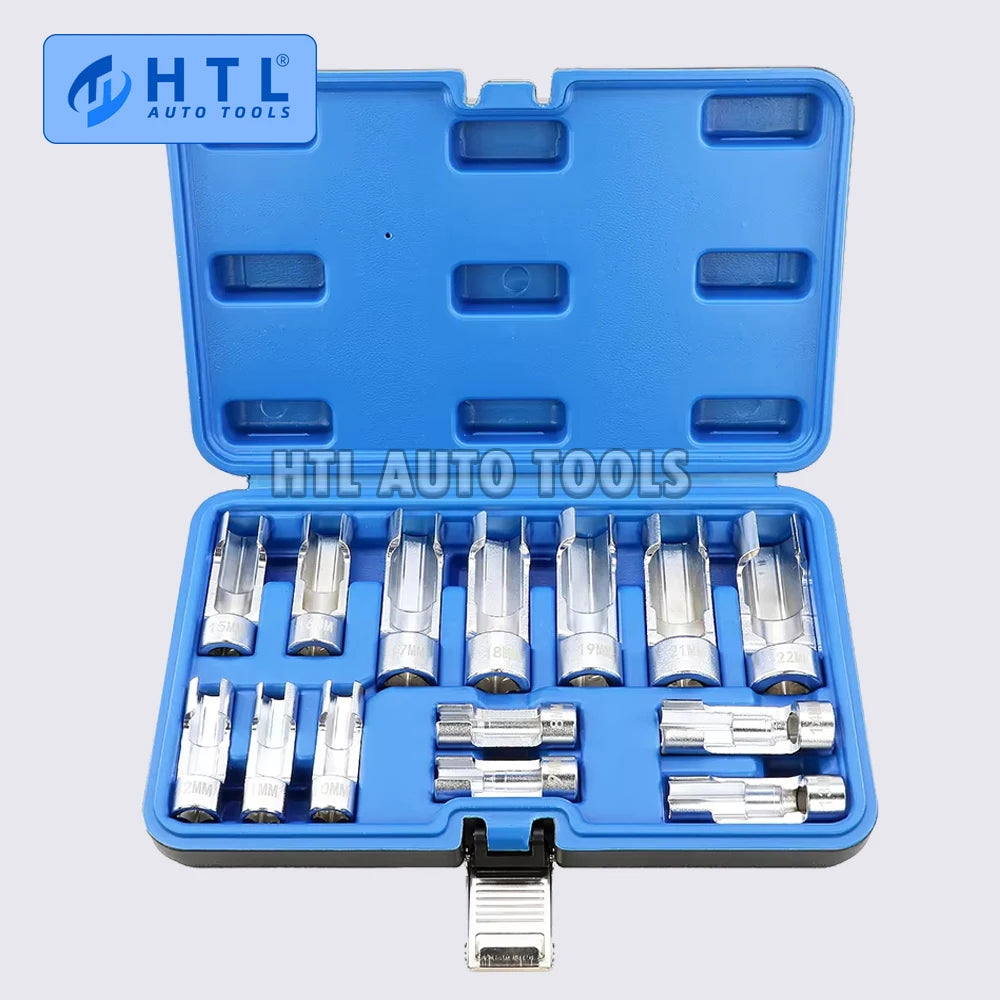 14Pcs/set 8mm To 22mm 3/8" 1/2" Fuel Line Socket Wrench Union Nut Socket Open Oil Pipe Removal Sleeve Car Repairing Tools