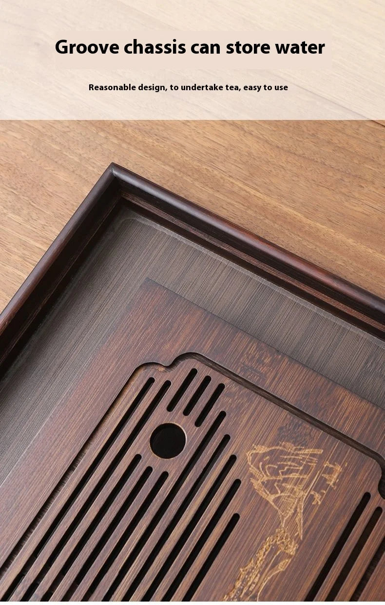 Jiangshan Tea Tray Household Small Drain Tea Table Bamboo Tea Tray Kung Fu Tea Set Accessories Tea Sea Dry Brewing Table