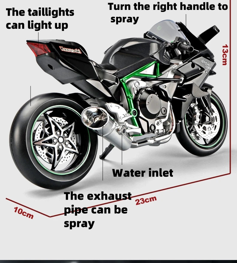 Diecast H2 H2R Sports Motorcycle Model 1 to 9 Scale