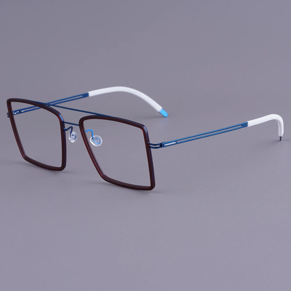 Oversized Double Bridge Titanium Acetate Eyeglasses Frame