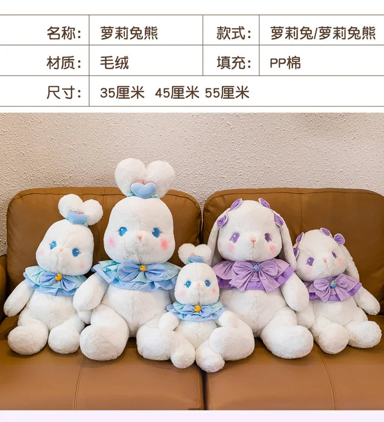 Kawaii Plush Toy Stuffed Doll Cute Rabbit Bear Couple Loli Bunny Pillow Soft Baby Bunny Doll for Kids Birthday Xmas Gift
