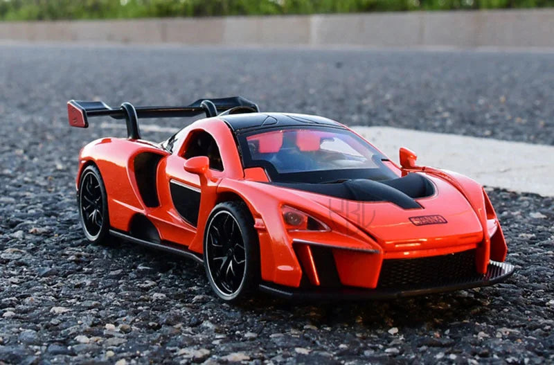 1/32 Diecasting Alloy Senna Sports Car Models Toys Simulation Vehicles with Sound Light Pull Back Supercar Toys
