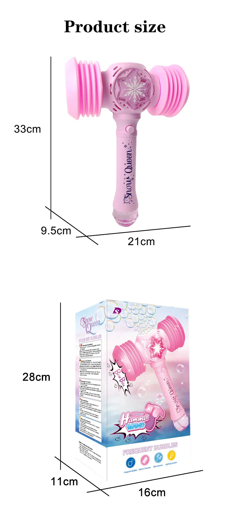 2 In 1 Toy Hammer Automatic Bubble Machine, Princess Toys