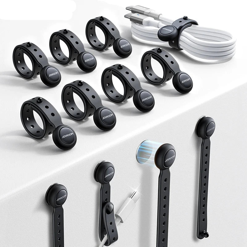 12/6PCS Magnetic Cable Management Ties Wire Organizer 11cm Cable Holder Adjustable Hook & Loop Organizer Straps for Home