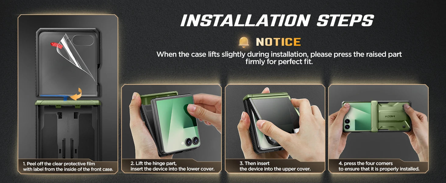 For Samsung Galaxy Z Flip 7 Case with Kickstand Hinge Protection Cover Built-in Privacy Screen Protector Phone Case & Belt-Clip