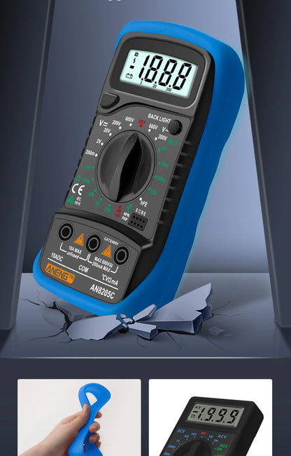 Digital Multimeter AC/DC Ammeter Volt Ohm Multimetro Tester Meter With Thermocouple LCD Backlight Portable