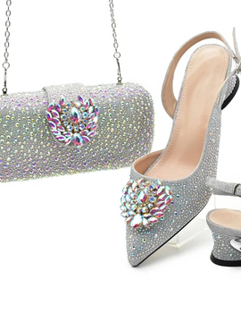 New Italian Shoes and Bags Matching Set Luxury Designer Pumps Women Full Rhinestone Designer Shoe and Bag Sets From Italy
