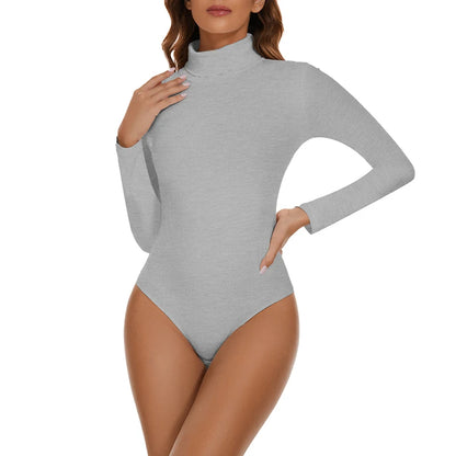 Women's Mock Turtle Long Sleeve Bodysuit Shapewear Tummy Control Body Shaper Lady Streetwear Bodysuits Autumn Winter