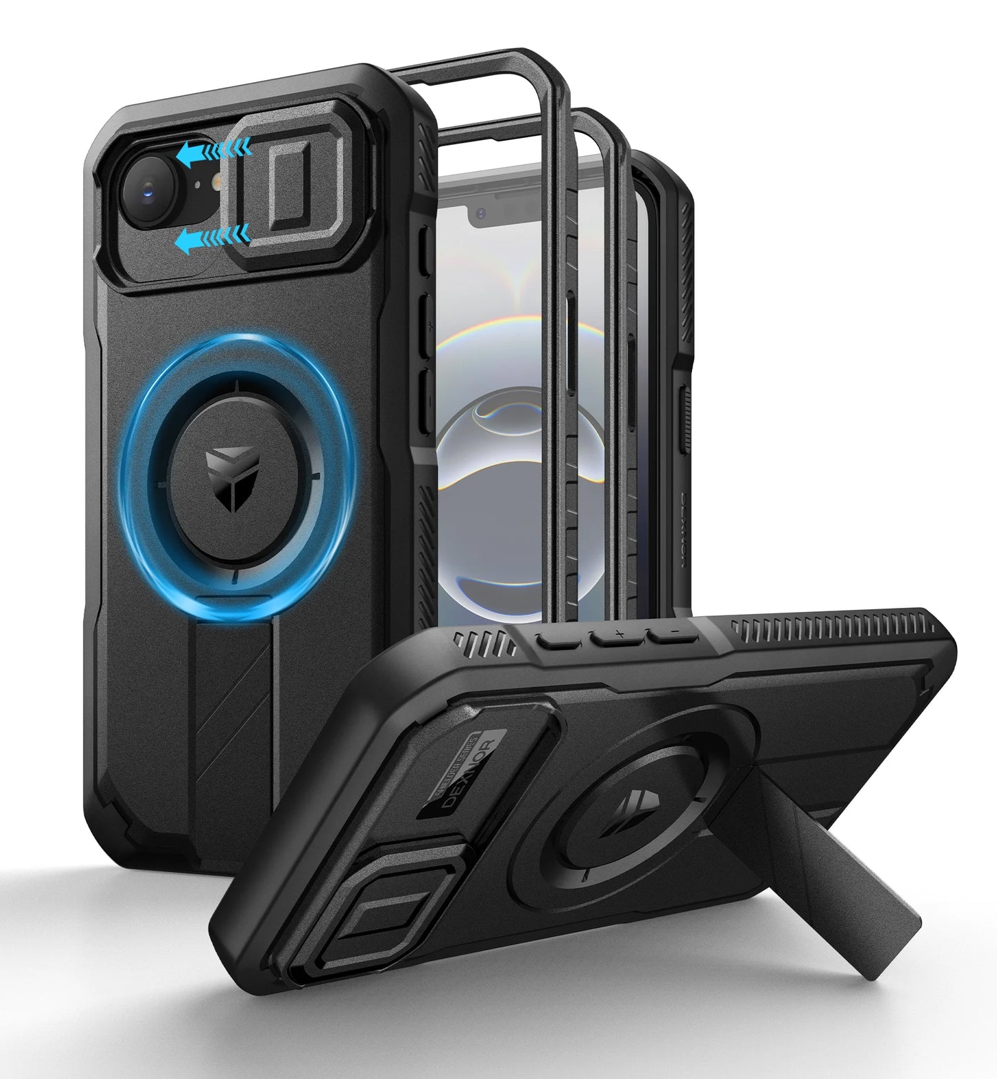 For iPhone 16e Compatible MagSafe Case with Slide Camera Cover and Adjustable Kickstand Shockproof Bumper Slim Protective Case