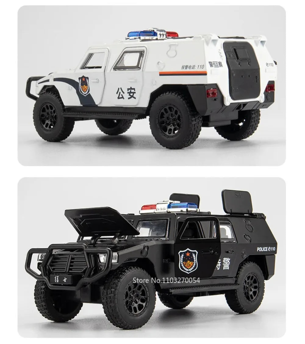 1:32 DongFeng MengShi Honda Accord Police Car Model Toy Metal Diecast Pull Back Doors Opend Vehicles Models Boys Holiday Gifts