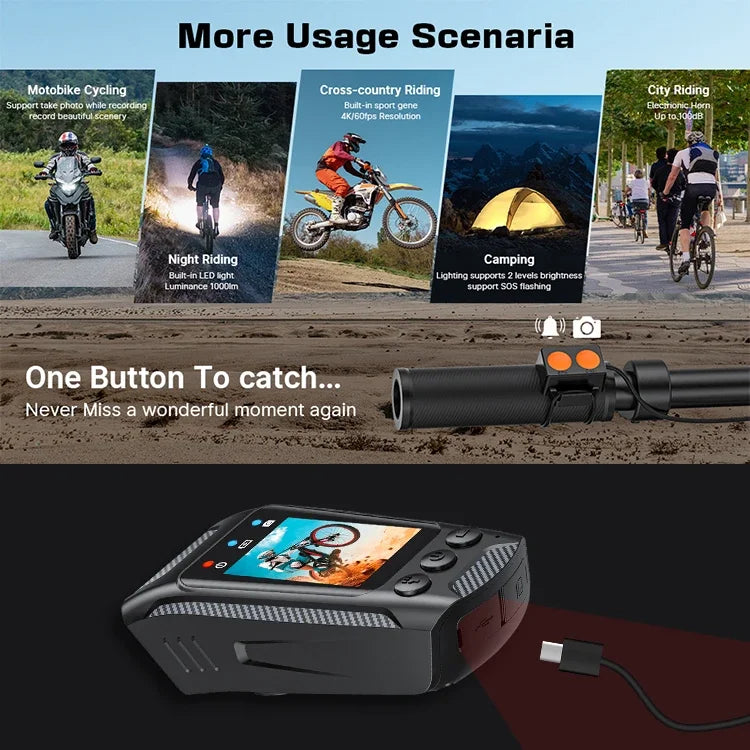 4K 60FPS Action Camera with 6 Axis EIS 2 Inch IPS Screen and 5 Hour Recording