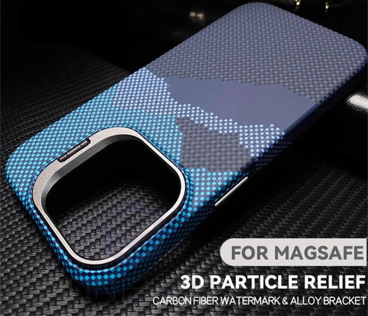 Luxury Matte Carbon Mganetic Slim Case For Magsafe Stand Len Cloud Patterned Personalized Cover For iPhone 13 14 15 16 Pro Max