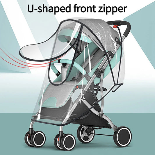 Stroller Rain Cover Transparent Wind Dust Shield Universal Trolley Umbrella Raincoat Seat Cover Sunshade Breathable