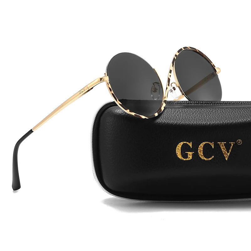 Round Frame Punk Style Women Sunglasses UV400 Anti-Reflective Fashion Eyewear Alloy Frame