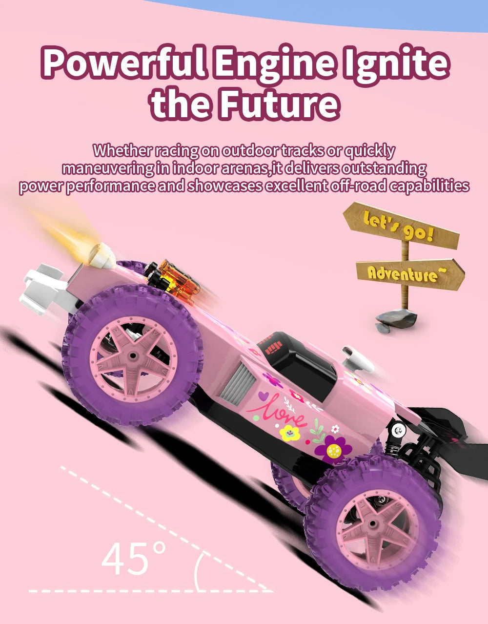 High Speed RC Car With LED Lights Sports Off-road 2.4GHz Remote Control Climbing Vehicles Cars Toys for 's Toy