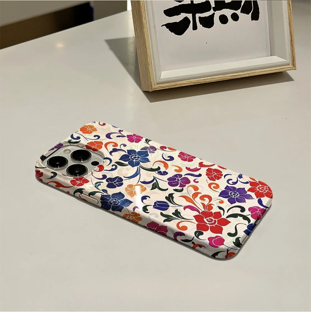 Flower Flora Green Leafs 2 in 1 Phone Case for iPhone 16 15 Pro Max 16 Plus Double Deck Shockproof Protective Cover