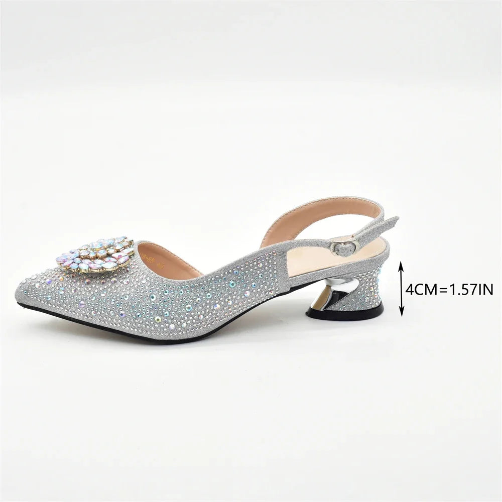 New Italian Shoes and Bags Matching Set Luxury Designer Pumps Women Full Rhinestone Designer Shoe and Bag Sets From Italy