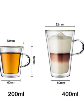 200ml 400ml Heat Resistance Double Wall Glass Cappuccino Coffee Mug With Handle Tea Milk Juice Cup Water Beer Mug Drinkware