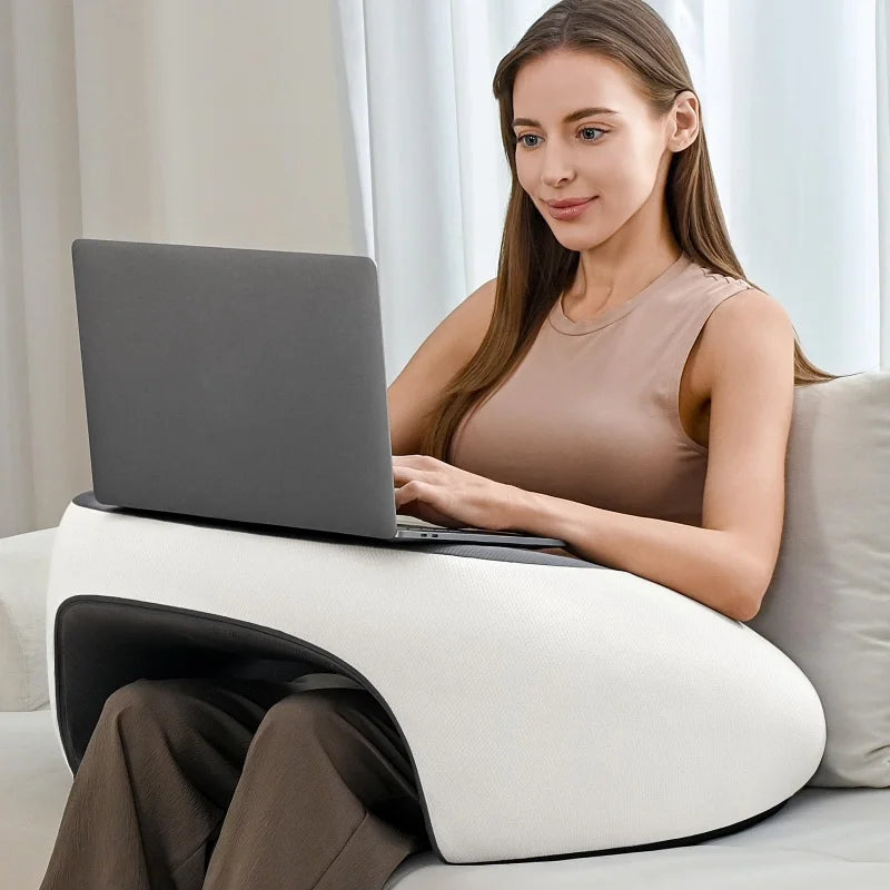 Gaming Reading Pillow Laptop Lap Desk Pillow Memory Foam Pillow with Cup Holder for Drinks, Reading, Working,Writing on Bed Sofa
