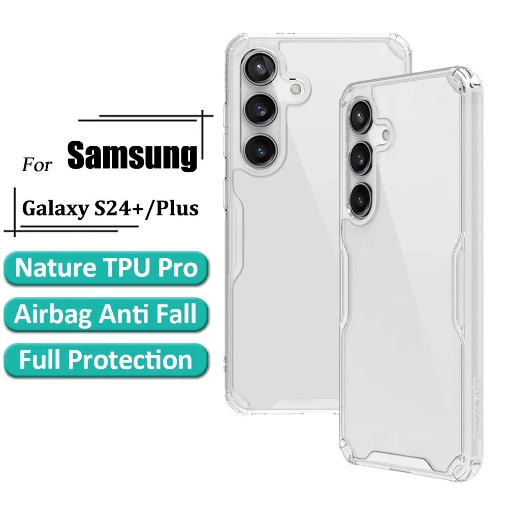 Nature Pro Case For Samsung Galaxy S24 Plus Case Ultra Thin Luxury Soft TPU Transparent Airbag Shockproof Back Cover