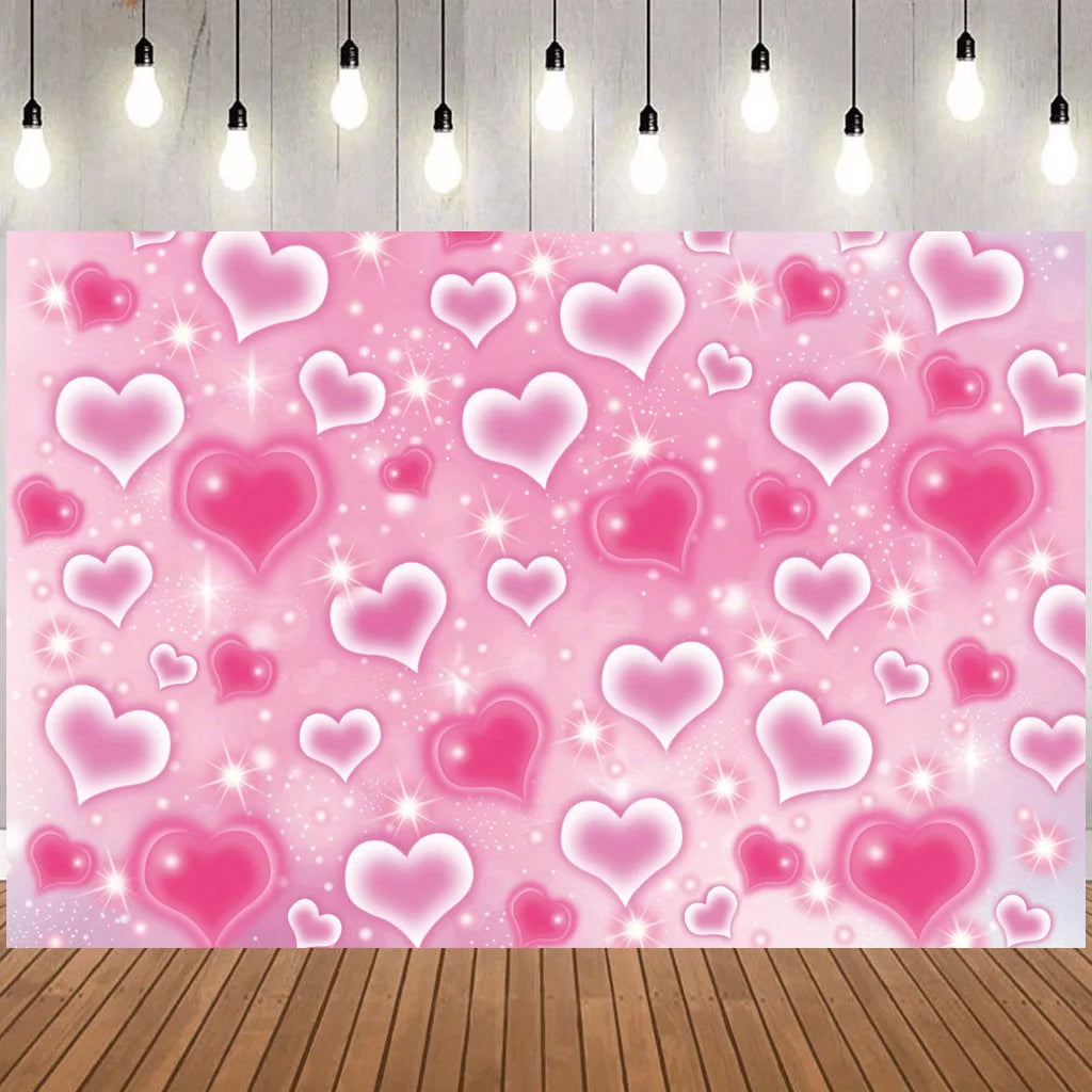 Pink Love Star Tapestry Gradient Heart shaped Bedroom Background Wall Couple Romantic Party Room Decoration