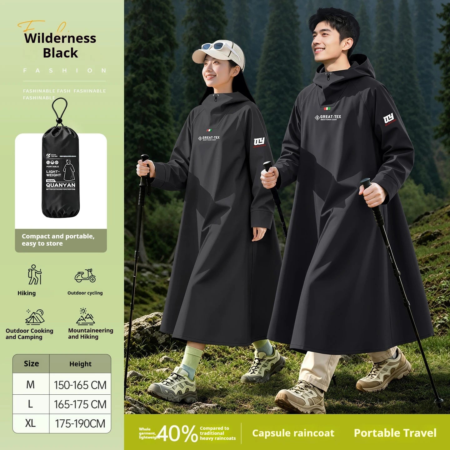 Full Body Waterproof Rain Poncho for Electric Scooter and Cycling