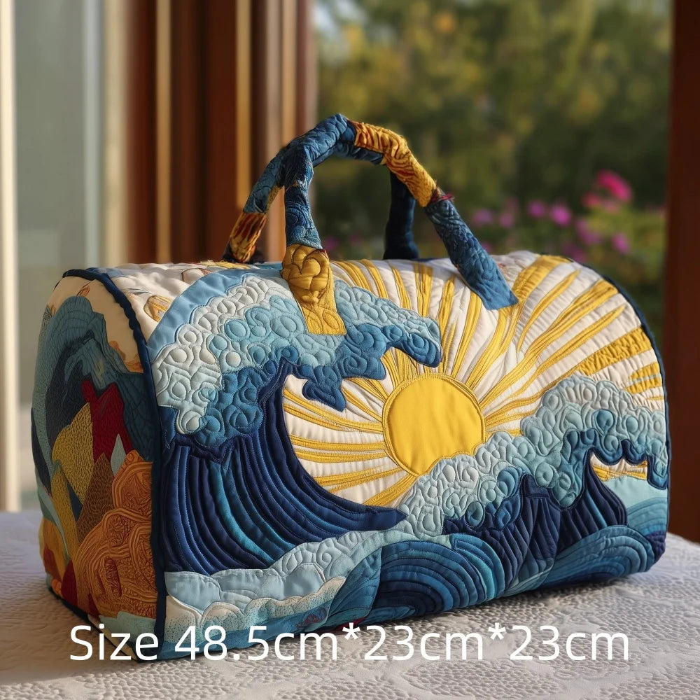 Hot Sale 3D Quilted Bag for Women Colorful Landscape Print Travel Sunrise Desert Mountain Cactus Printed Overnight Trip Bags
