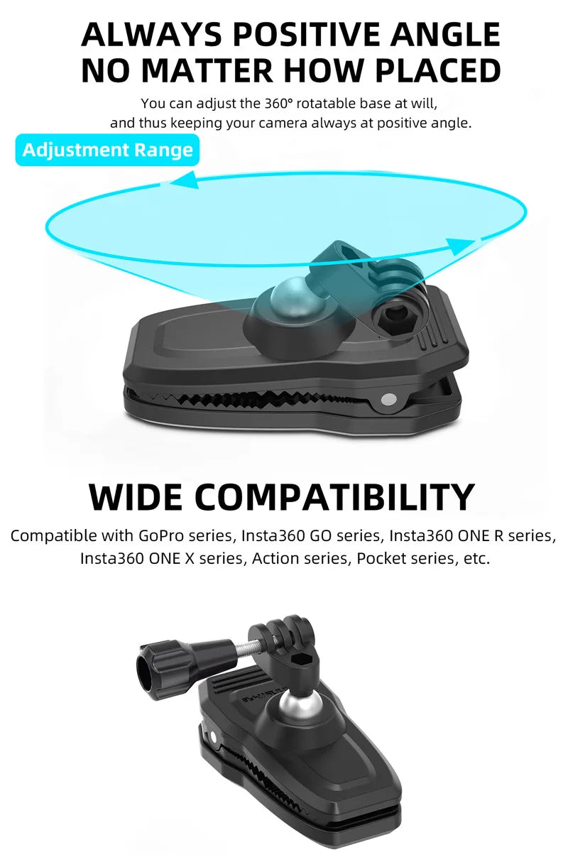 Magnetic Backpack Clip Mount for Action Cameras and Pocket Cameras