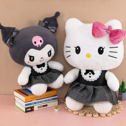 Kawaii Kuromi Melody Plush Toy with Bow Skirt Soft Stuffed Doll