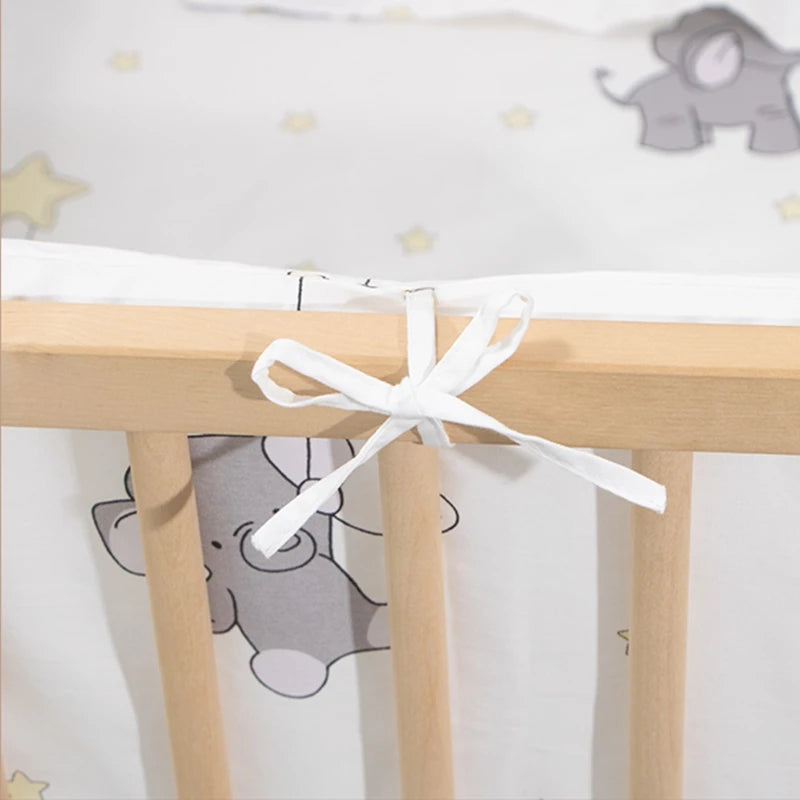 6/9-Pcs Elephant Cotton  Crib Bedding Set – Bumpers & Cot Sets for s (120x60/120x70cm)